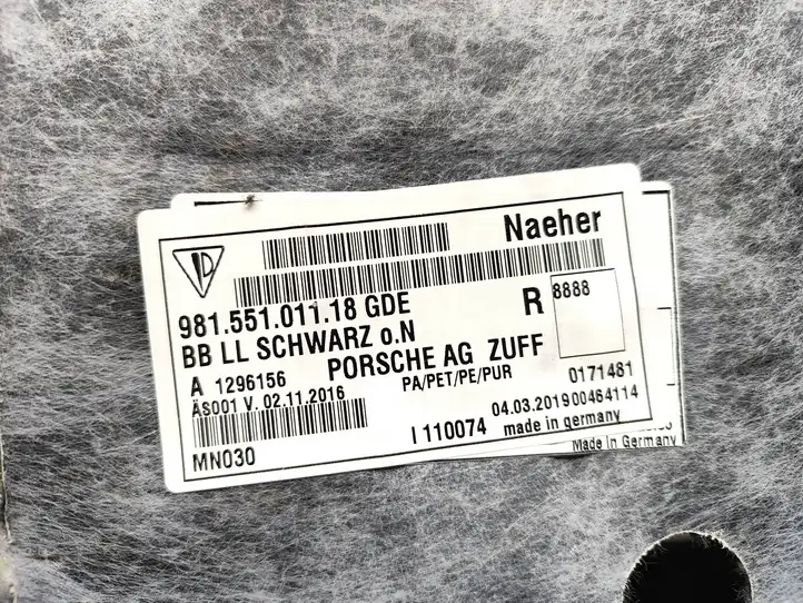 Porsche 718 Cayman 982 982c (2016 - ) 98155101118 Ковролин салона — фото 3