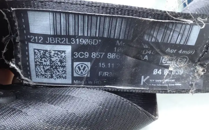 Volkswagen PASSAT B6 (2005 - 2010) 3C9857806 Задний ремень безопасности — фото 6