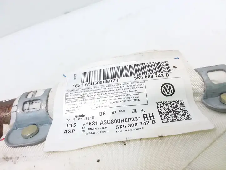 Volkswagen Golf VI (2009 - 2013) 5K6880742D Боковая подушка безопасности шторка — фото 2