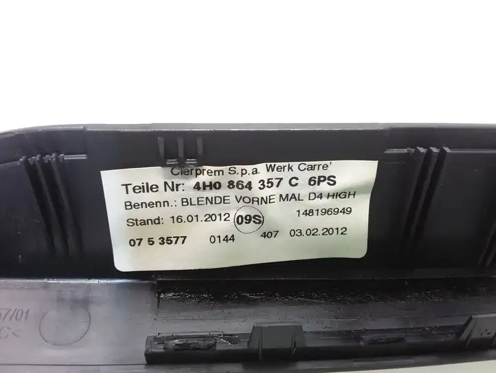 Audi A8 S8 D4 4H (2010 - 2014) 4H0864357C Другая деталь консоли (туннеля) — фото 3