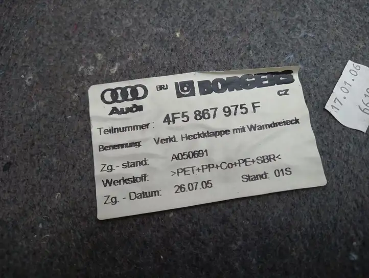Audi A6 S6 C6 4F (2004 - 2008) 4F5867975F Прочая отделка багажника — фото 3