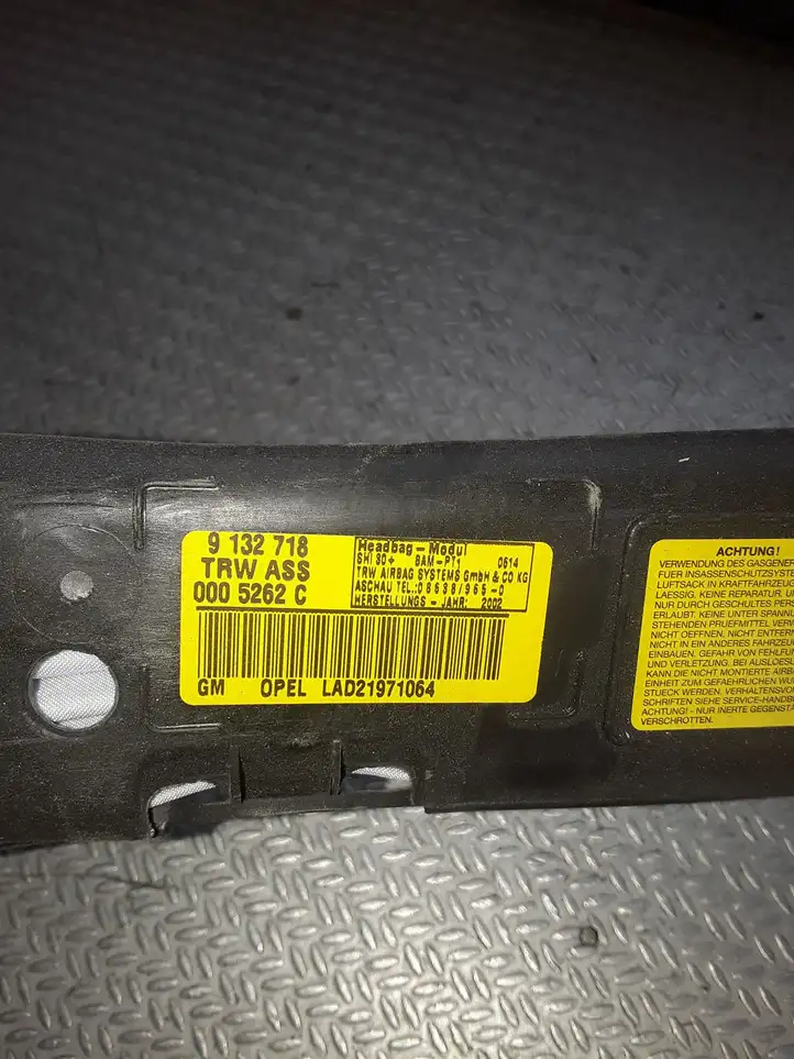 Opel Zafira (1999 - 2003)  9132718 Боковая подушка безопастности( (крыша)