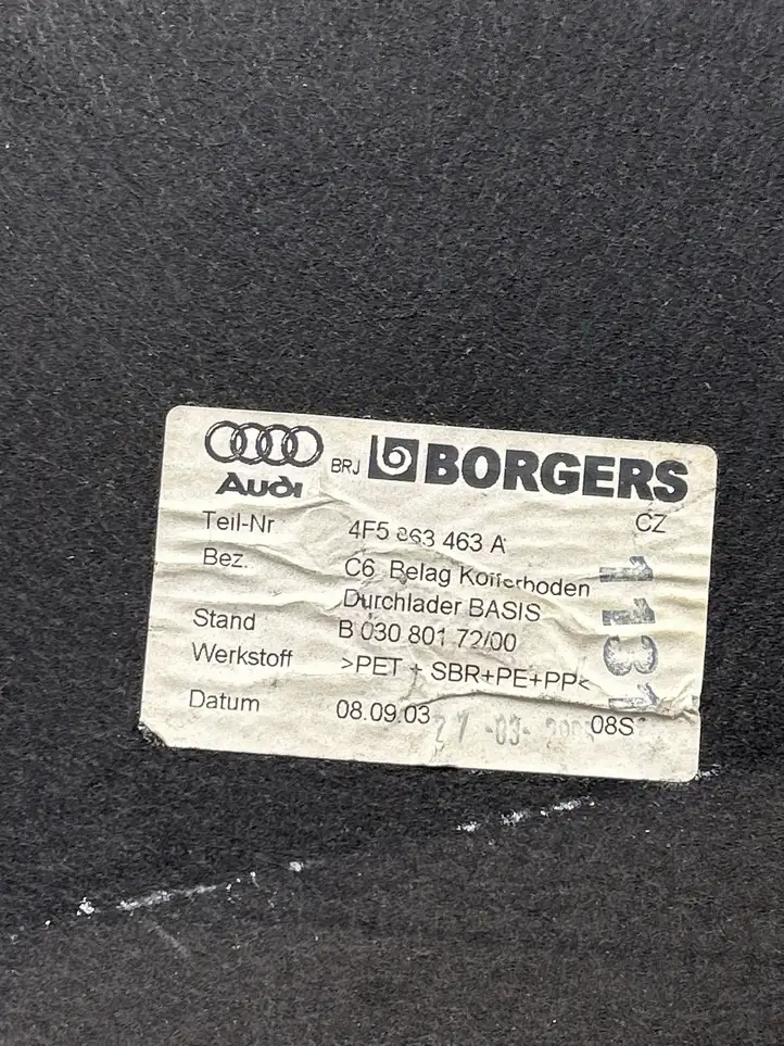 Audi A6 S6 C5 4B (2001 - 2004) 4F5863463A Пол багажника — фото 3
