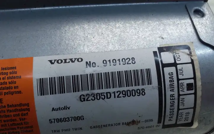 Volvo S60 (2000 - 2004)  9191928 Подушка безопастности пассажира