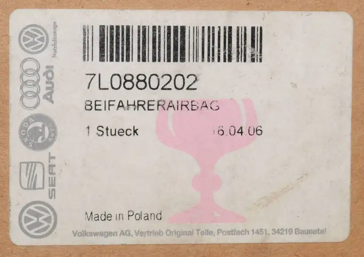 Volkswagen Touareg I (2002 - 2010) 7L0880202 Подушка безопасности пассажира — фото 3