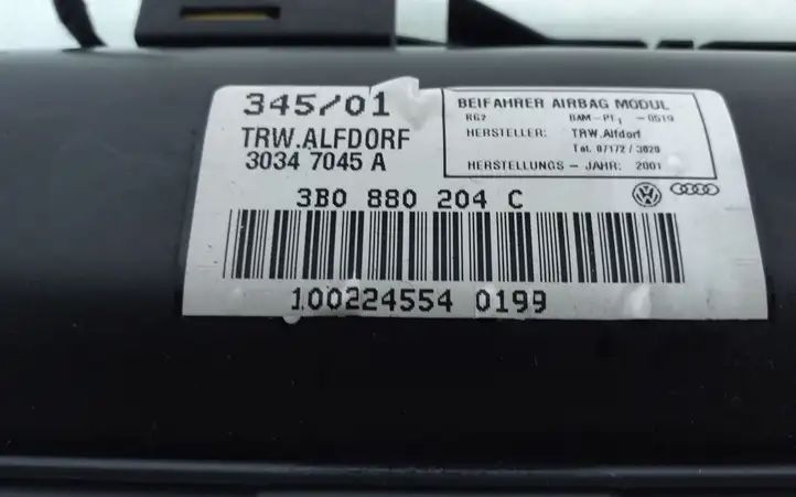 Volkswagen PASSAT B5.5 (2001 - 2005) 3B0880204C Подушка безопасности пассажира — фото 6