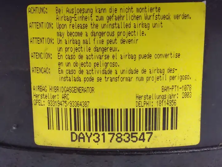 Opel Meriva A (2002 - 2006) 18114956 Подушка безопасности руля — фото 3