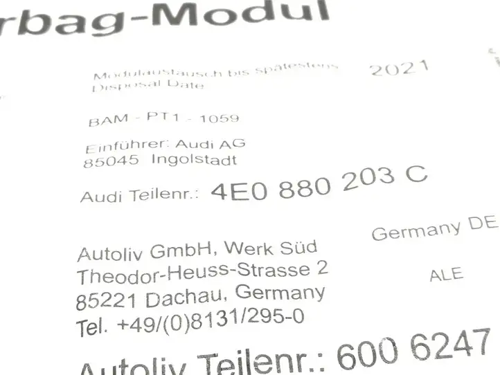 Audi A8 S8 D3 4E (2005 - 2007) 4E0880203C Подушка безопасности пассажира — фото 2