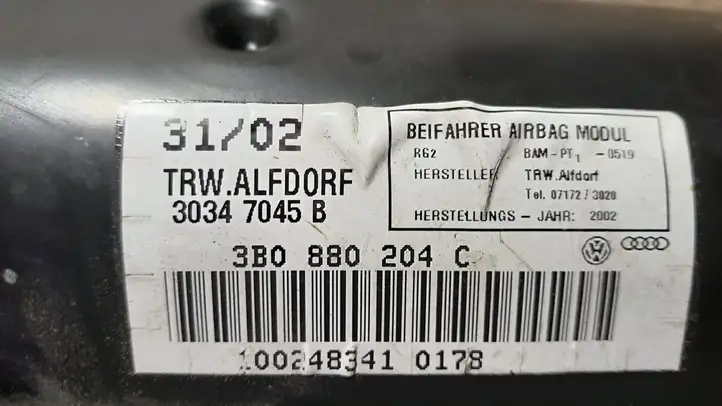 Volkswagen PASSAT B5.5 (2001 - 2005) 3B0880204C Подушка безопасности пассажира — фото 3