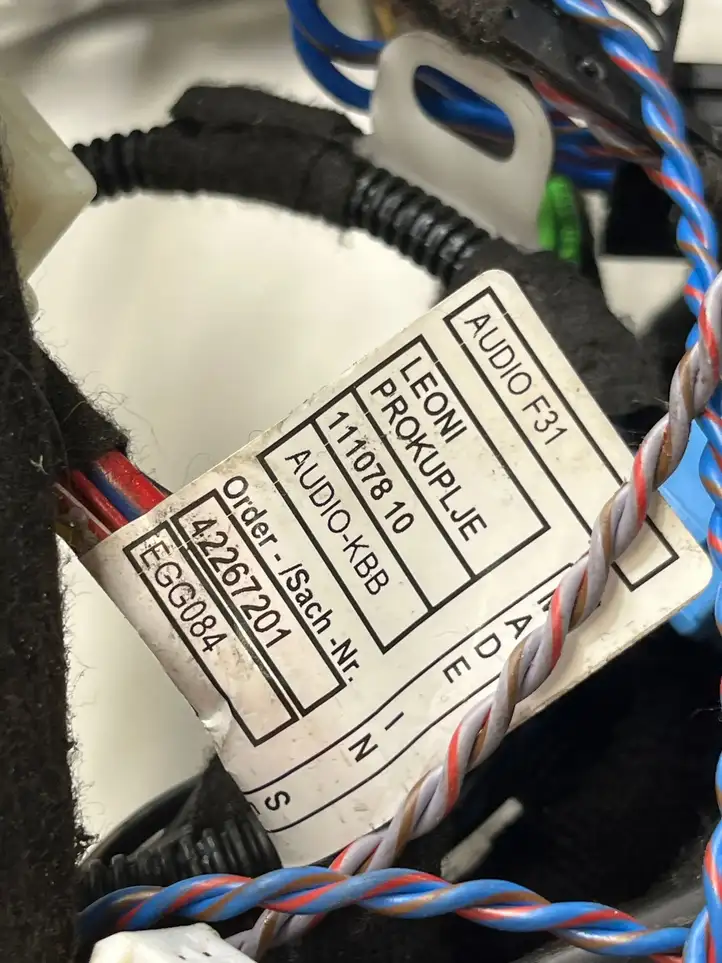 BMW 3 F30 F35 F31 (2012 - 2018) 11107810 Проводка аудиосистемы — фото 4