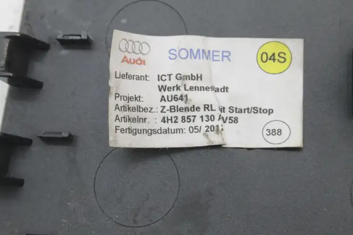 Audi A8 S8 D4 4H (2010 - 2014) 4H2857130C Другая деталь консоли (туннеля) — фото 6