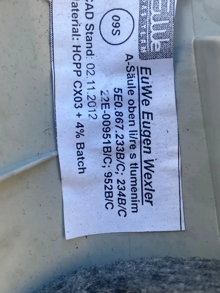 Skoda Octavia Mk3 (5E) (2013 - 2019) 5E0867233B Обшивка стойки A — фото 3