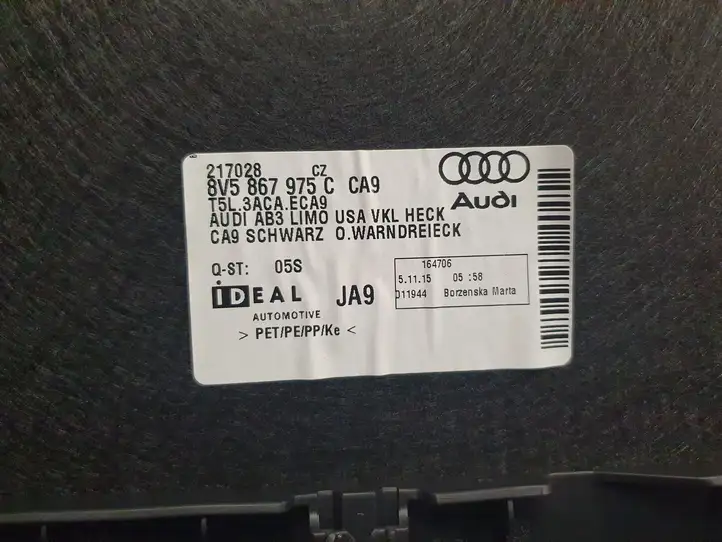 Audi A3/S3 8V (2012 - 2016) 8V5867975C Комплект обшивки крышки багажника — фото 2