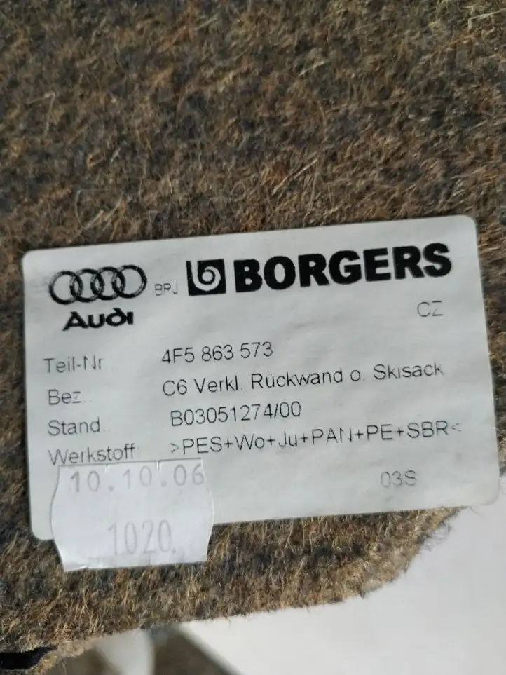 Audi A6 S6 C6 4F (2004 - 2008) 4F5863573 Коврик багажника — фото 5