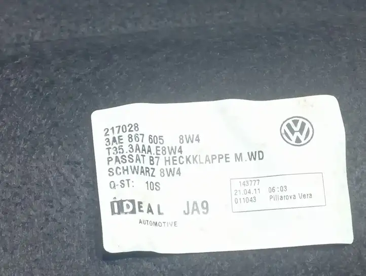 Volkswagen PASSAT B7 (2011 - 2014) 3AE867605 Прочая отделка багажника — фото 4
