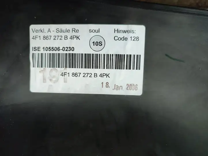 Audi A6 S6 C6 4F (2008 - 2011) 4F1867272 Внутренняя отделка переднего порога — фото 2