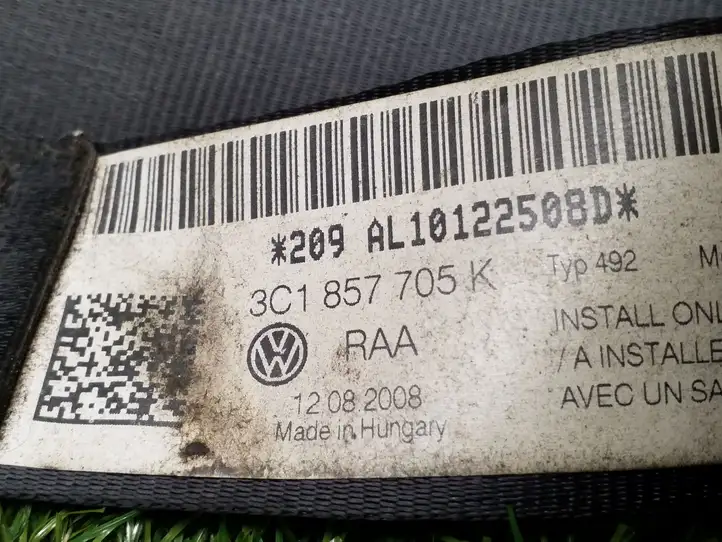 Volkswagen PASSAT CC (2008 - 2012) 3C1857705K Передний ремень безопасности — фото 3