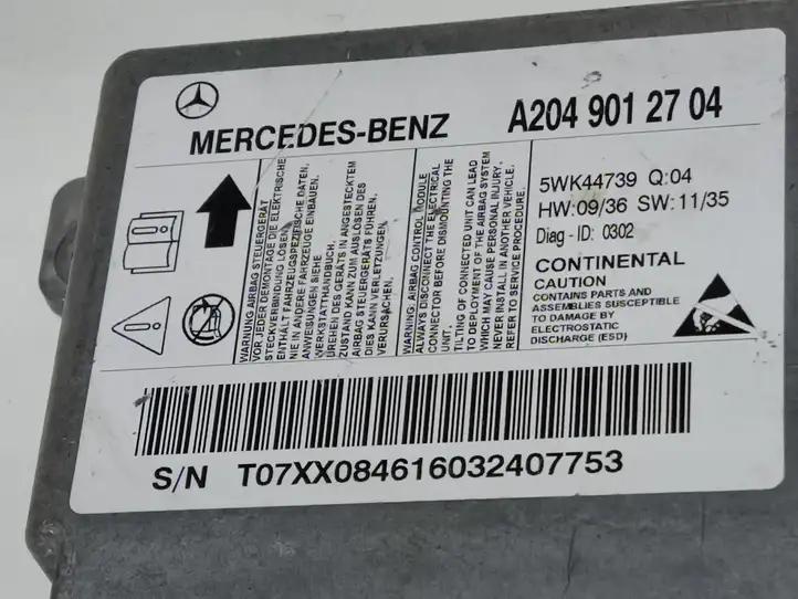 Mercedes-Benz C W204 (2007 - 2014)  A2049012704 Блок управления надувных подушек