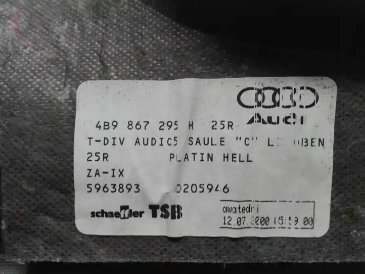 Audi A6 S6 C5 4B (2001 - 2004) 4B9867295H Обшивка стойки C — фото 3
