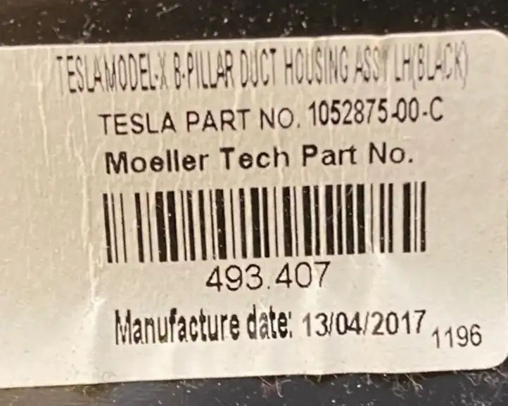 Tesla Model X (2015 - 2021) 103597400D Нижняя обшивка стойки B — фото 8