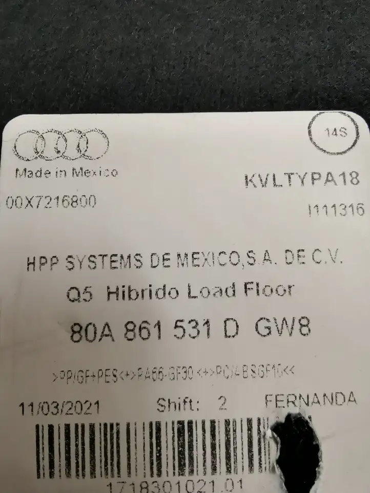 Audi Q5 SQ5 (2017 - ) 80A861531D Пол багажника — фото 3