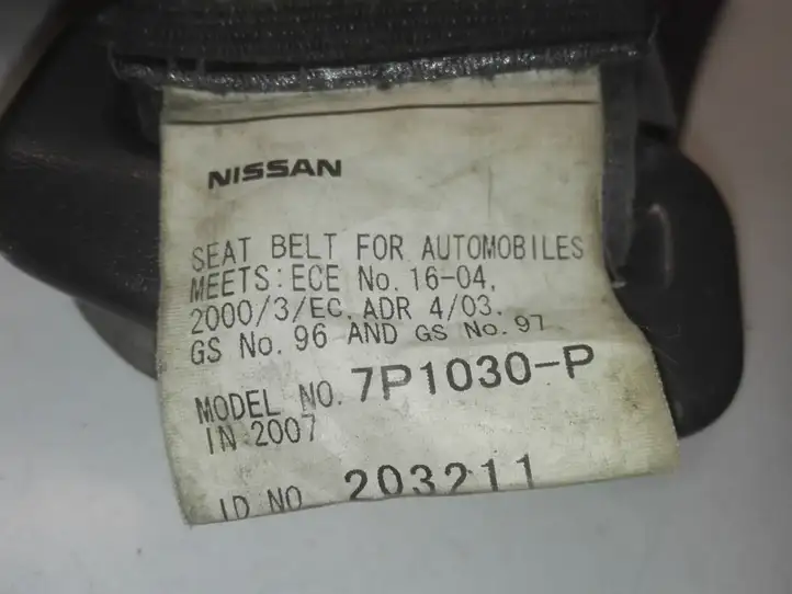 Nissan Navara D40 (2004 - 2015) 7P1030P Передний ремень безопасности — фото 2