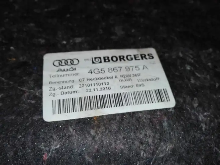 Audi A6 C7 (2011 - 2014) 4G5867975A Комплект обшивки крышки багажника — фото 2