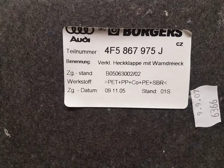 Audi A6 S6 C6 4F (2004 - 2008) 4F5867975J Комплект обшивки крышки багажника — фото 4