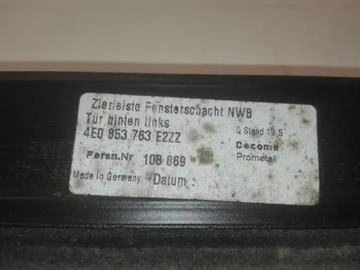 Audi A8 S8 D3 4E (2005 - 2007) 4E0853763 Уплотнитель стекла задней двери — фото 3