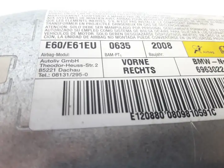 BMW 5 E60 E61 (2004 - 2010) 6963022 Подушка безопасности двери — фото 2