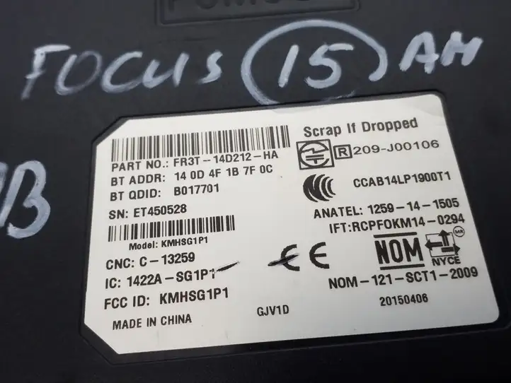 Ford Focus (2011 - 2015) FR3T14D212HA Bluetooth модуль — фото 3