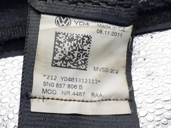 Volkswagen Tiguan (2007 - 2011) 5N0857806B Задний ремень безопасности — фото 3