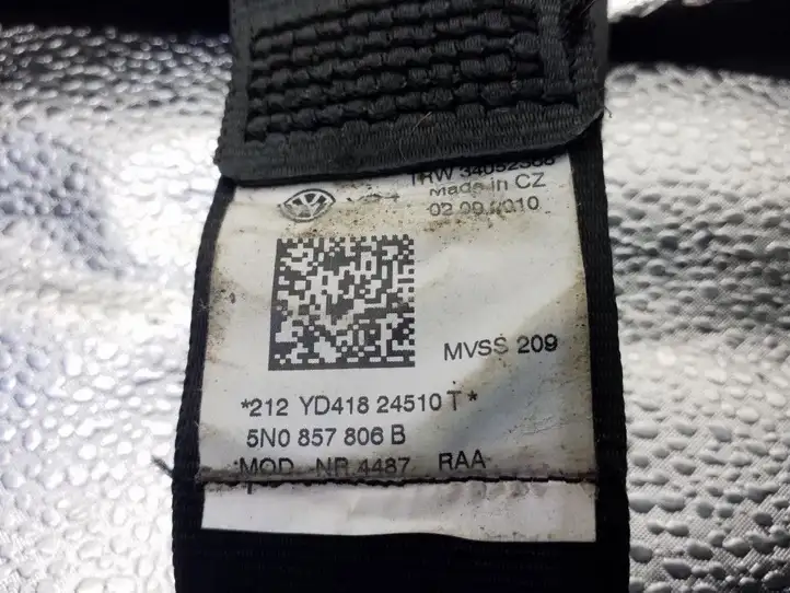 Volkswagen Tiguan (2007 - 2011) 5N0857806B Задний ремень безопасности — фото 3