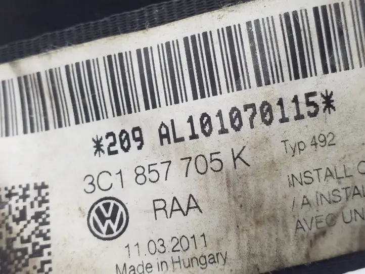 Volkswagen PASSAT CC (2008 - 2012) 3C1857705K Передний ремень безопасности — фото 3