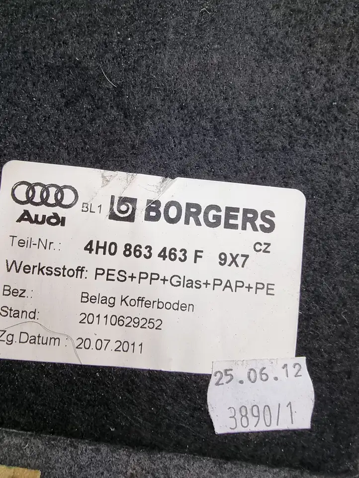 Audi A8 S8 D4 4H (2010 - 2014) 4H0863463F Коврик багажника — фото 2