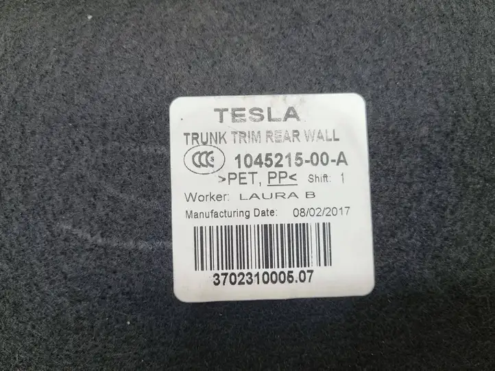 Tesla Model S (2016 - 2021) 104521500A Коврик багажника — фото 3