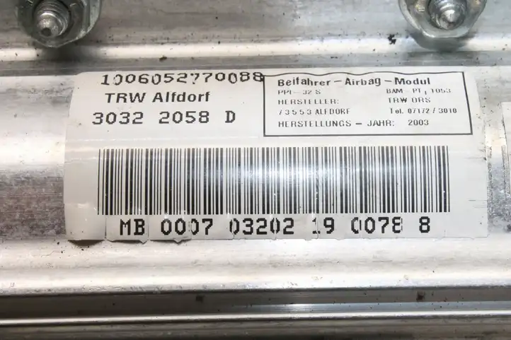 Mercedes-Benz S W220 (1998 - 2006)  2208601705 Подушка безопастности пассажира