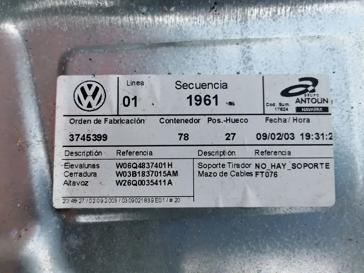Volkswagen Polo (2001 - 2005) Электростеклоподъемник передний (комплект) — фото 3