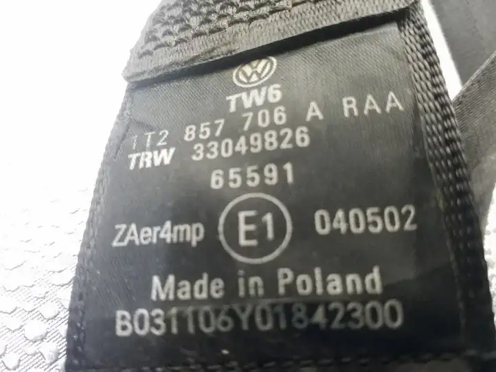 Volkswagen Touran I (2003 - 2010) 1T2857706A Передний ремень безопасности — фото 3