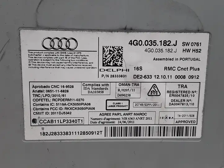 Audi A6 C7 (2011 - 2014) 4G0035182J Магнитола / мультимедийная система — фото 4