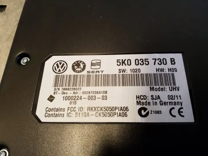Volkswagen Sharan (2010 - 2015) 5K0035730B Bluetooth модуль — фото 2