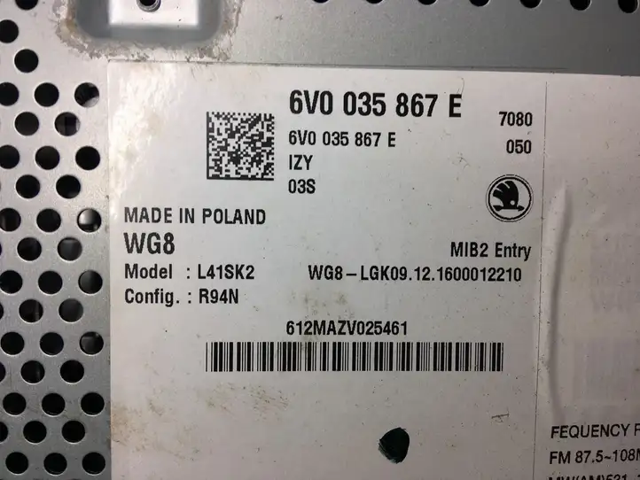 Skoda Fabia Mk3 (NJ) (2015 - 2021) 6V0035867E Магнитола / мультимедийная система — фото 6