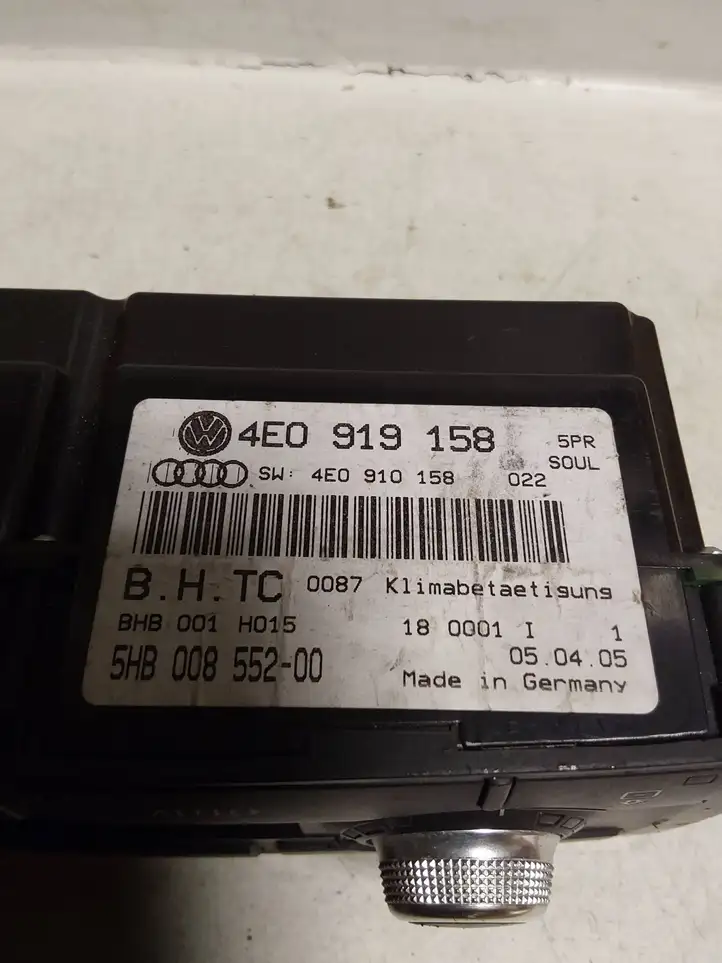 Audi A8 (2002 - 2005)  4E0919158 Блок управления кондиционера воздуха / климата/ печки (в салоне)