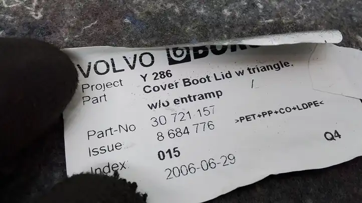 Volvo S80 (2006 - 2009) 30721157 Комплект обшивки крышки багажника — фото 2