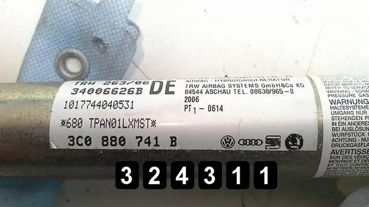 Volkswagen PASSAT B6 (2005 - 2010) 3C0880741B Боковая подушка безопасности шторка — фото 4