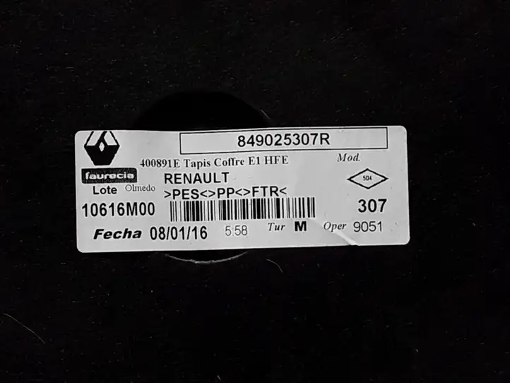 Renault Kadjar (2018 - ) 849025307R Коврик багажника — фото 2