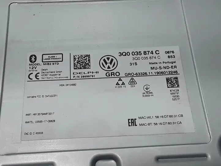 Volkswagen Tiguan (2016 - 2020) 3Q0035874C Магнитола / мультимедийная система — фото 2