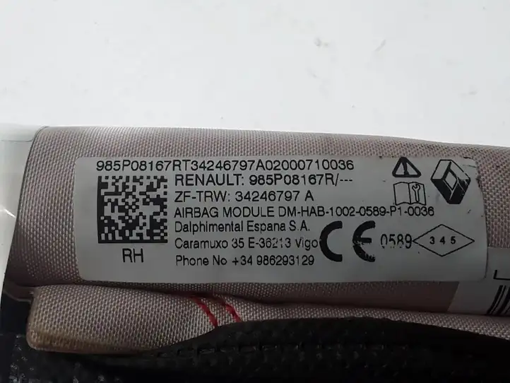 Dacia Duster (2017 - ) 985P08167R Боковая подушка безопасности шторка — фото 2