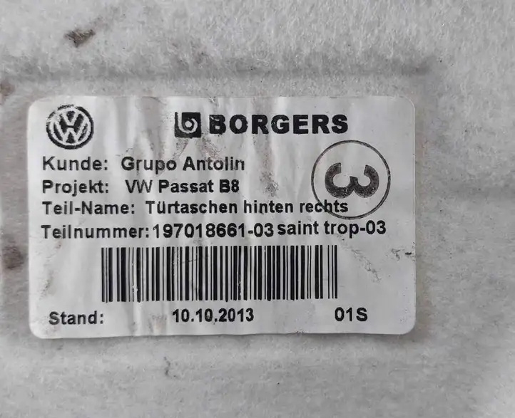Volkswagen Golf IV (1998 - 2005) 19701866103 Обшивка задней двери — фото 3