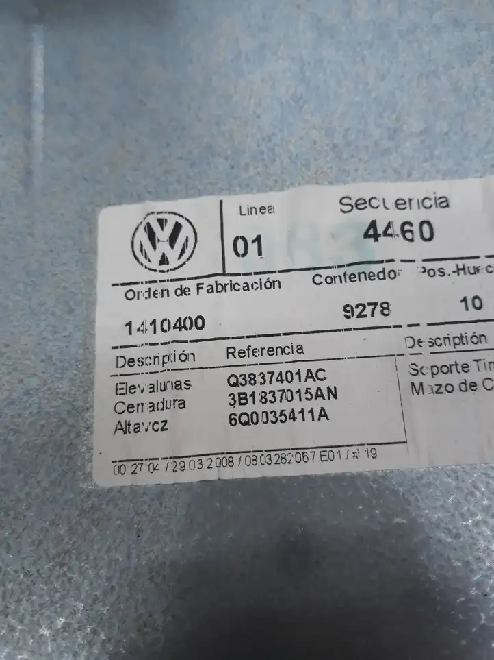 Volkswagen Polo (2005 - 2009) 3B1837015AN Механический стеклоподъемник передней двери — фото 3